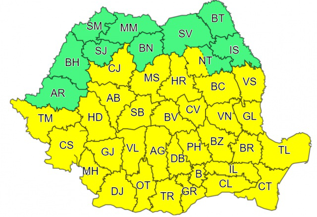 Cod Galben de vreme rea în Banat
