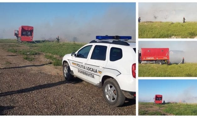 FOTO: A fost stins incendiul de vegetație din Dumbrăvița