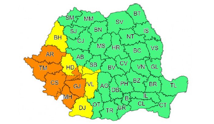 ANM anunță COD PORTOCALIU în Regiunea Banat