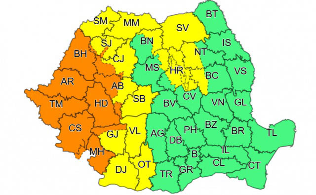 Fenomene Meteorologice Periculoase – Cod Galben și Portocaliu pentru BANAT