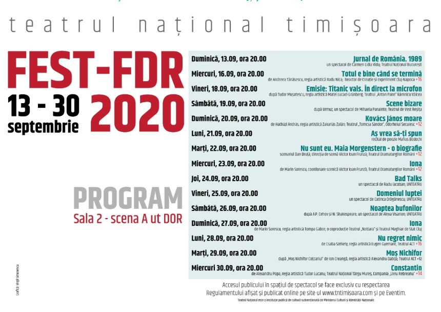 FEST-FDR 2020 în aer liber – Avem programul complet