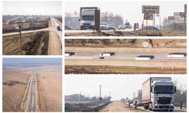 COLAJ FOTO: ADR Vest  ne prezintă stadiul modernizării DJ 691 care face legătura între Timișoara și Autostrada A1, prin Dumbrăvița