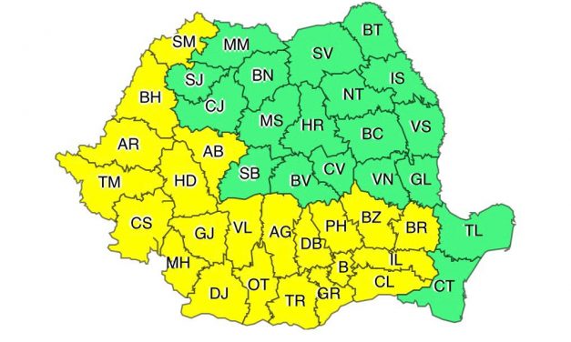 Administrația Națională de Meteorologie anunță cod galben în Banat