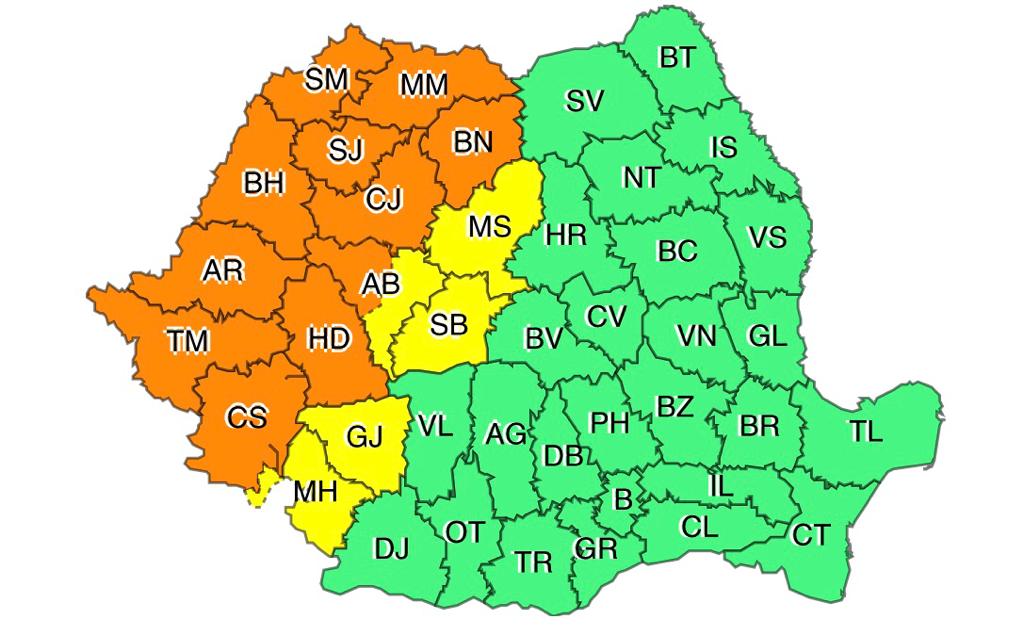 Administrația Națională de Meteorologie anunță cod portocaliu în Timiș