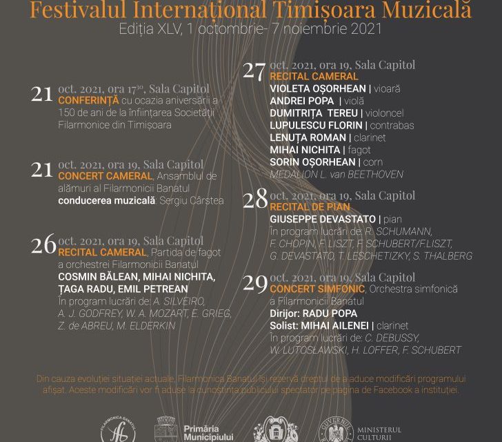 Festivalul Internațional Timișoara Muzicală continuă până pe 7 noiembrie!