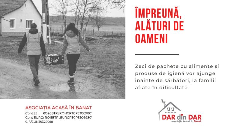 PAȘTE – Asociația Acasă în Banat pregătește pachete cu alimente pentru familiile din Timiș și Caraș Severin