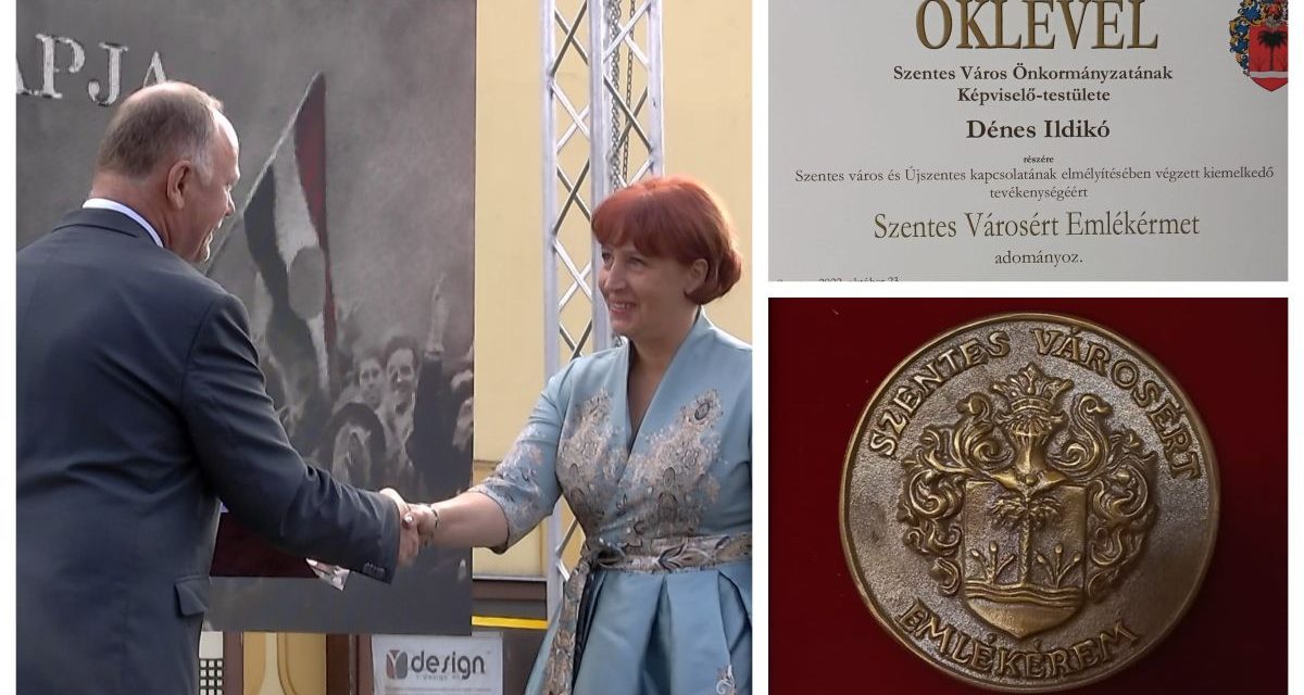 Maghiarii din Szentes nu uită de Dumbrăvița, Ildikó Dénes a primit o plachetă de onoare – FOTO
