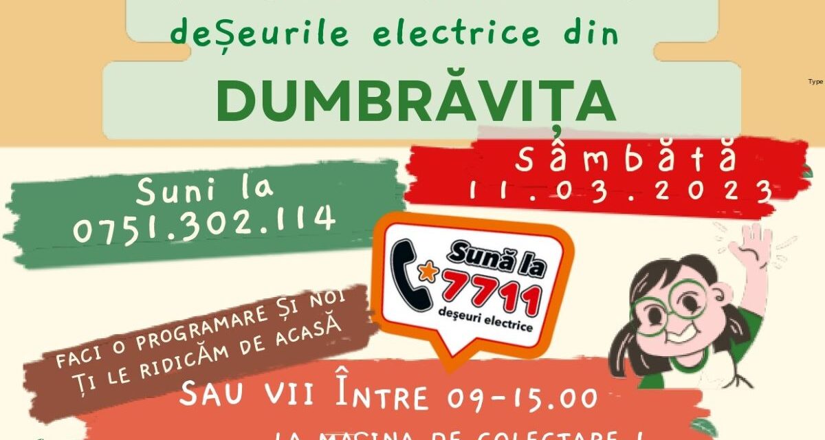 Primăria anunță o nouă campanie de colectare de deșeuri electrice & electronice | Caravana SNC ajunge și în Dumbrăvița