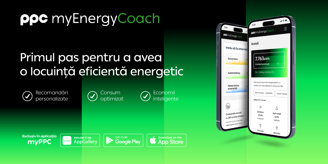 PPC Energie lansează PPC myEnergy Coach, o platformă digitală cu sfaturi personalizate pentru eficientizarea consumului de energie