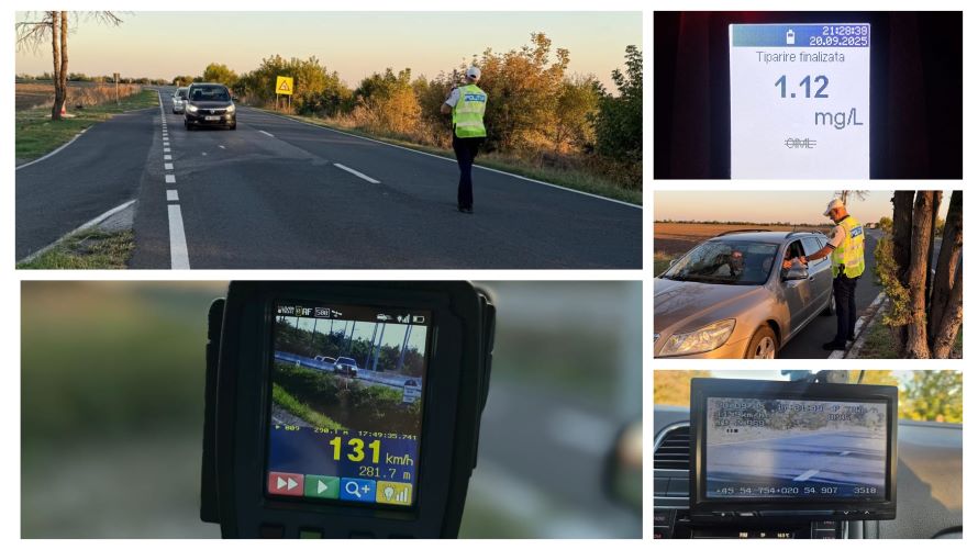 Polițiștii au dat zeci de sancțiuni contravenționale pe DJ 691, drumul ce leagă Timișoara de Lipova, prin DUMBRĂVIȚA