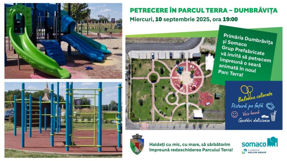 Distracție cât încape! Primăria redeschide Parcul Terra cu o super petrecere pentru toți copiii din Dumbrăvița!