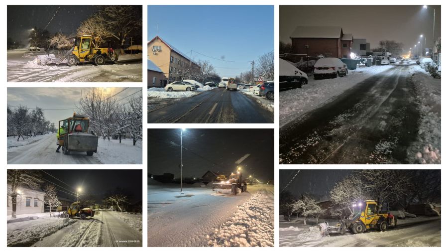 Deszăpezirea Dumbrăviței, după ninsorile abundente de noaptea trecută – FOTO