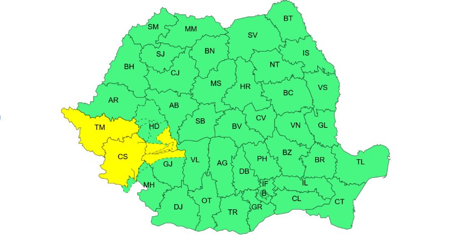 News Alert: ANM anunță COD GALBEN pentru județul Timiș