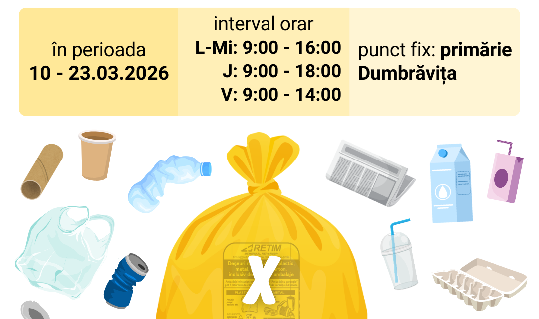 RETIM a început distribuția sacilor galbeni: Stoc pentru următorii doi ani pentru abonații din Dumbrăvița