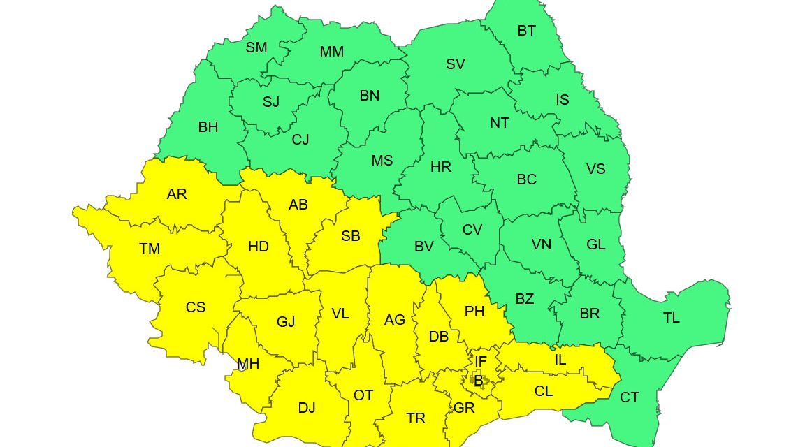 Cod Galben de vijelii și ploi torențiale în Timiș