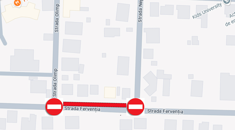 Circulația rutieră pe strada Fervenția, între străzile Olimp și Neptun, se închide complet timp de două săptămâni