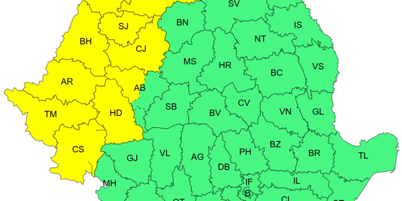 ALERTĂ METEO: Cod Galben de vijelii și vânt puternic în vestul țării