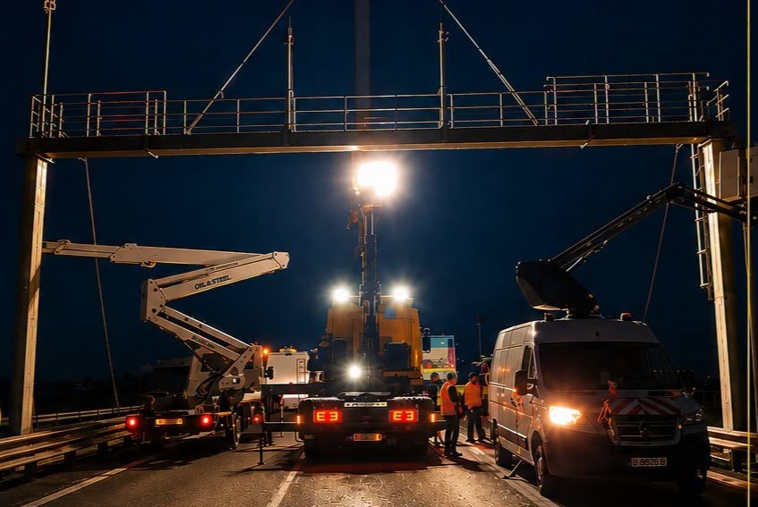 Restricții nocturne pe autostrada A1, în județul Hunedoara/Traficul va fi oprit temporar pentru montarea sistemelor inteligente ITS